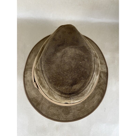 VTG 70-80s Kangol Genuine Suede Fedora Brown Hat L USA ACTWU Union WesternCowboy - Picture 4 of 12